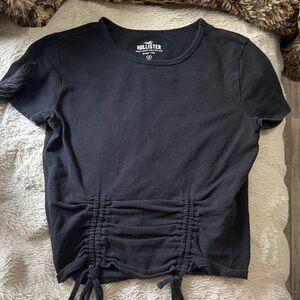 Hollister Black Gathered Short Sleeve Tee